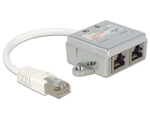 Delock RJ45 Anschlussverdoppler LAN+ISDN ermöglicht 1 LAN Kabel für LAN und ISDN