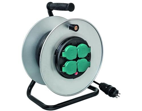 STEFFEN PowerRoll Metallkabelrolle, 4xT13 50m, Td3x1.5mm²/T12 schwarz