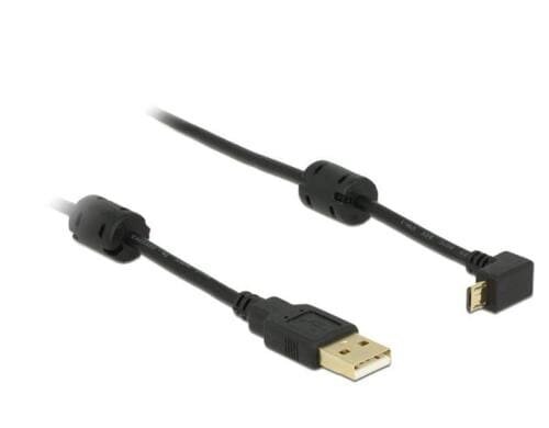 USB2.0 Micro-Kabel,1m, A-MicroB, Schwarz 90° nach unten gewinkelt