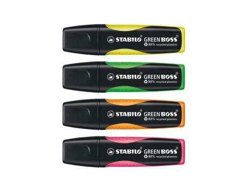 Stabilo Leuchtmarker Green Boss 4er Etui grün, rosa, orange, gelb