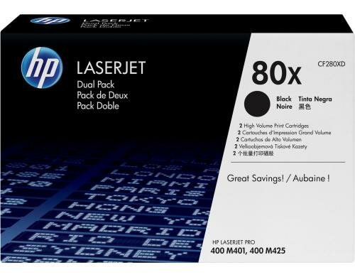 HP Toner 80X - Black 2er-Pack (CF280XD) Seitenkapazität ~ 2x 6900 Seiten
