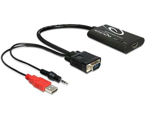 Delock VGA zu HDMI Konverter mit Audio 1080p, Stromversorgung über USB