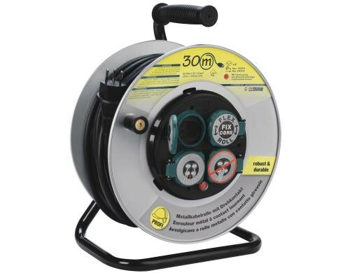STEFFEN PowerRoll Metallkabelrolle, 4xT13 30m, Gd3x1.5mm²/T12 schwarz