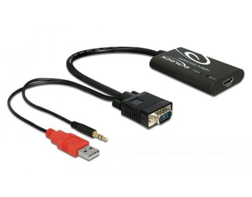 Delock HDMI zu VGA Konverter mit Audio 1080p, Stromversorgung über USB