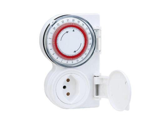 Mechanische 24h Zeitschaltuhr IP44, weiss Für outdoor IP44, 48 on-off / tag