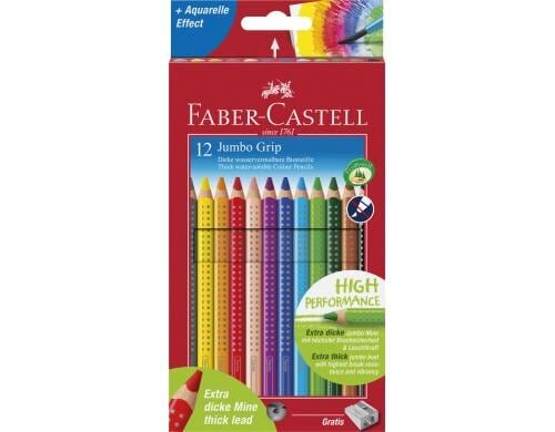 FABER-CASTELL Jumbo GRIP Farbstifte 12er Kartonetui, dreieckig,