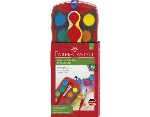 FABER-CASTELL Connector Farbkasten 12er inkl. Deckweiss und Pinsel