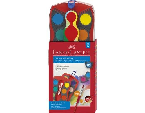 FABER-CASTELL Connector Farbkasten 24er inkl. Deckweiss und Pinsel