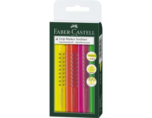 FABER-CASTELL Grip Marker Textliner 4er 4er Etui, nachfüllbar