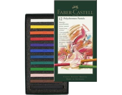 FABER-CASTELL Polychromos Künstlerkreiden 12er Kartonetui, Pastellkreiden