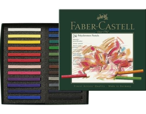 FABER-CASTELL Polychromos Künstlerkreiden 24er Kartonetui, Pastellkreiden
