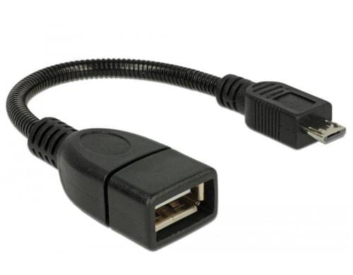 USB OTG (On the Go), A-MicroB, 18cm flexibles Schwanenhalskabel, metalverstärkt