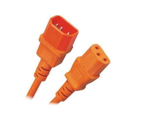 Verlängerungs-Netzkabel 230V: 2 Meter Kaltgerätestecker, orange