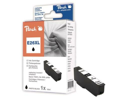 Peach Tinte Epson T2631 Nr.26XL photo black zu Expression X600, 605, 700, 800, 16ml