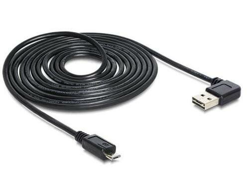 USB2.0-Kabel Easy A-MicroB: 2m USB-A Seite 90° gew. beidseitig einsteckbar