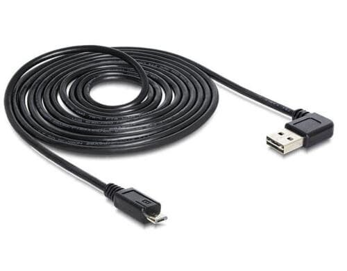 USB2.0-Kabel Easy A-MicroB: 3m USB-A Seite 90° gew. beidseitig einsteckbar