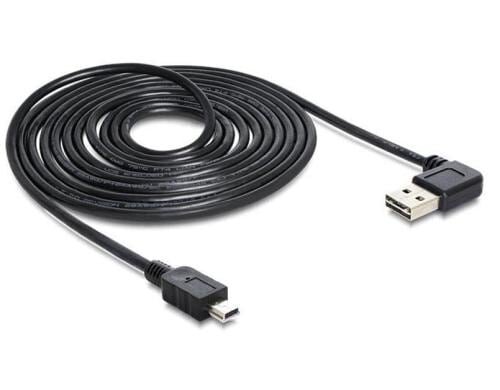 USB2.0-Kabel Easy A-MiniB: 2m USB-A Seite 90° gew. beidseitig einsteckbar