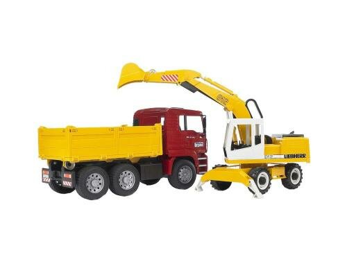 Bruder Spielwaren MAN TGA Kipp-LKW/Bagger kippbares Fahrerhaus, kippbare Mulde