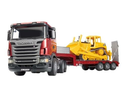 Bruder Spielwaren SCANIA R-Serie LKW LKW mit Tieflader und Cat Bulldozer