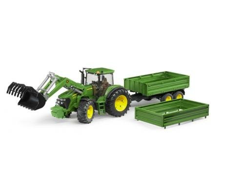 Bruder Spielwaren John Deree 7930 Front/Anh Frontlader und Tandemachs-Transportanhänger