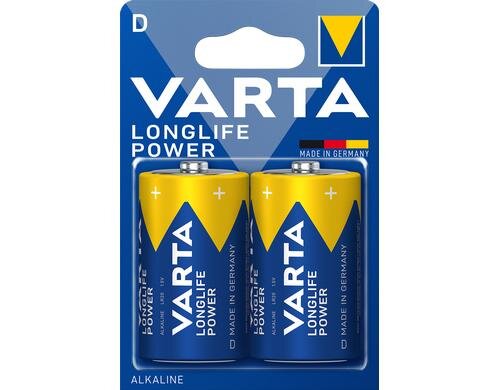 VARTA Longlife Power D, 1.5V, 2Stk verlg. Typ LR20, D, AM1, E95, Mono