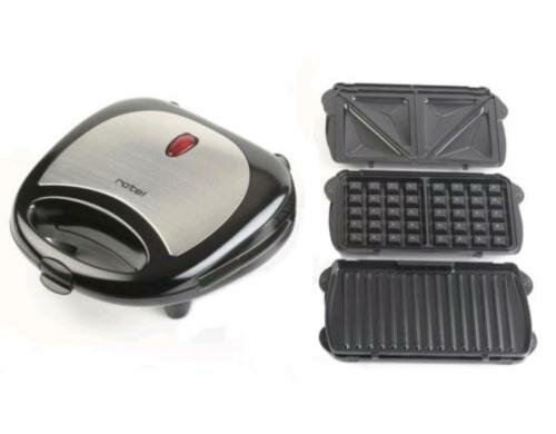 Rotel Klapp-Sandwichtoaster Trio auswechselbaren Platten für Waffeln/Snacks