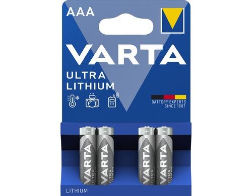 VARTA Lithium Batterie AAA, 1.5V, 4Stk vergl. Typ LR03, MICRO, AM4, KA3, AAA