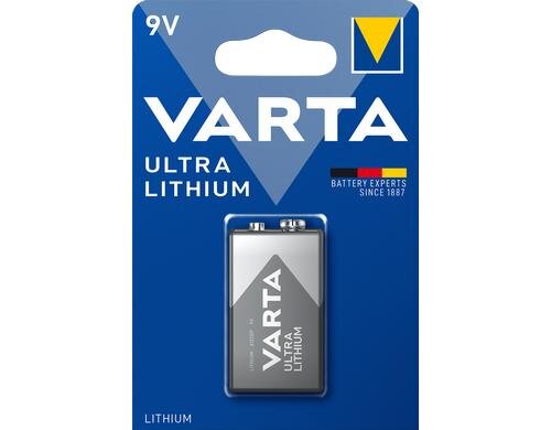 VARTA Lithium Batterie 9V Block, 1Stk Kapazität 1200 mAh
