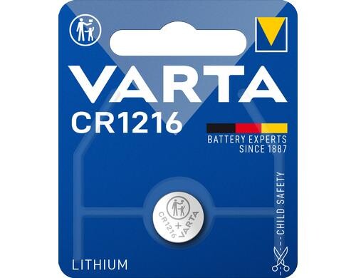 VARTA Knopfzelle CR1216, 3V, 1Stk vergl. Typ 6216,