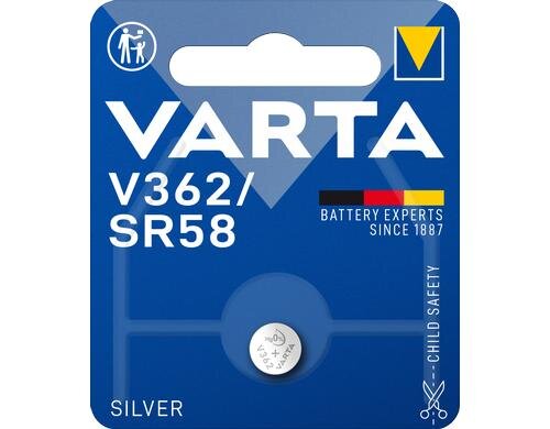 VARTA Knopfzelle V362, 1.55V, 1Stk vergl. Typ 362 / SR58