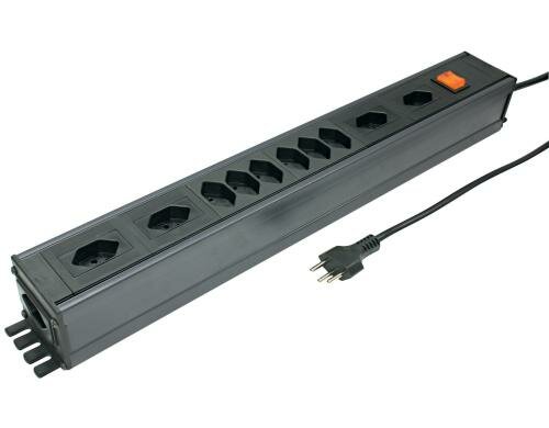 Steckdosenleiste 10xT13, mit Schalter 3m Kabel, 6x längs, 4x quer