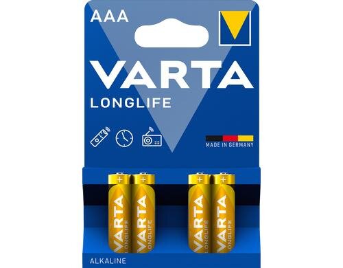 VARTA Longlife AAA, 1.5V, 4Stk vergl. Typ LR03, MICRO, AM4, KA3, AAA