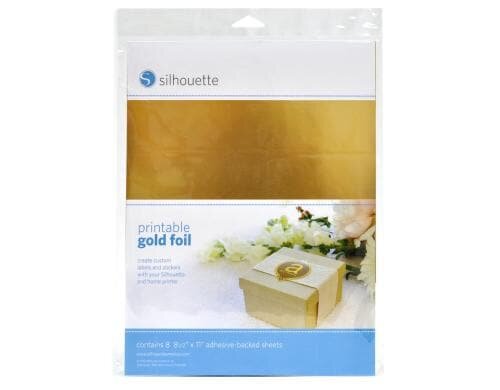 Silhouette Bedruckbare Goldfolie Set mit 8 Stück, selbstklebende Rückseite