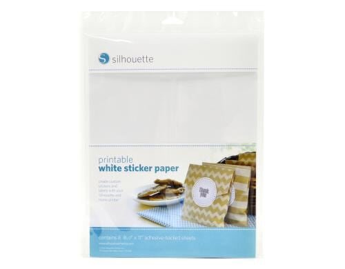 Silhouette Bedruckbare Aufkleber weiss Set mit 8 Stück, selbstklebende Rückseite
