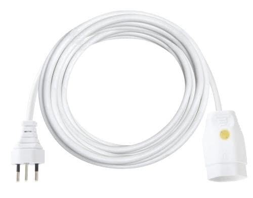 Kunststoff-Verlängerungskabel, 5m, weiss 5m, weiss, 3-polig, T12/T13