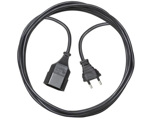 Kunststoff-Verlängerungskabel, 5m, schwarz 5m, schwarz, 2-polig, T11/T11