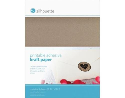 Silhouette Bedruckbares Kraftpapier Set mit 8 Stück, selbstklebende Rückseite
