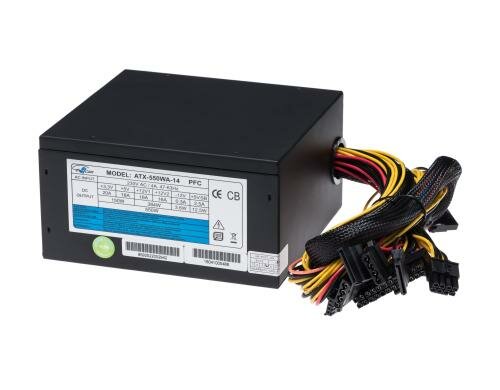 Netzteil Eurocase ATX-550-14 PFC, 550W ATX, 14 cm Lüfter, 20/24 Pin