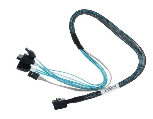 LSI HD-SAS Kabel: SFF-8643-4xSATA, 0.5m intern, Multilane, für direkt an SATA
