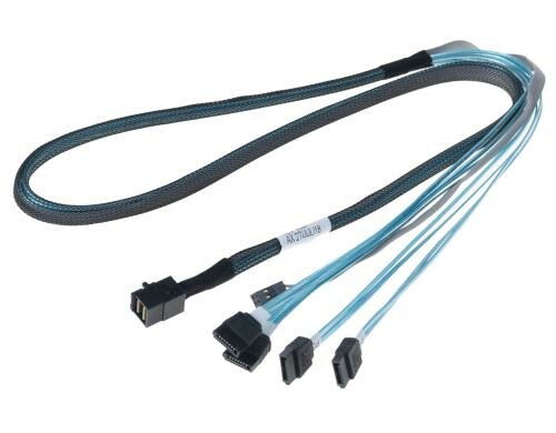 LSI HD-SAS Kabel: SFF-8643-4xSATA, 1.0m 1m, Multilane, für direkt an SATA