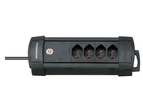 Brennenstuhl Premium-Line Steckdosenleiste 4xT13, ohne Schalter, schwarz, 1.8m Kabel