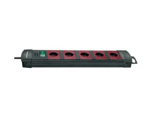 Brennenstuhl Premium-Line Technik SDL 5xT13 quer, mit Schalter, sz/rt, 3m Kabel