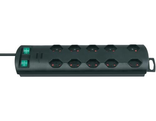 Brennenstuhl Primera-Line Steckdosenleiste 10xT13 quer, mit 2 Schaltern, ws, 2m Kabel