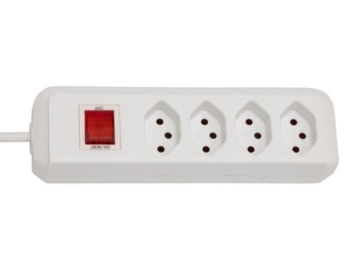 Brennenstuhl Swiss-Line Steckdosenleiste 4xT13, mit Schalter, weiss, 1.5m Kabel