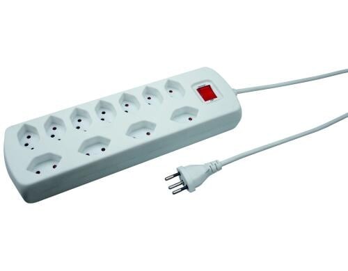 Steckdosenleiste 11xT13, 7x längs, 4x quer mit Schalter, 1.5m Kabel, mit Kinderschutz
