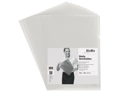 Biella Sichthüllen Advanced A4, farblos Polypropylen, glatt, 10Stück