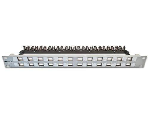 24-Port 1HE Patchpanel, geschirmt hellgrau, Leerpanel für Keystone Modul 19