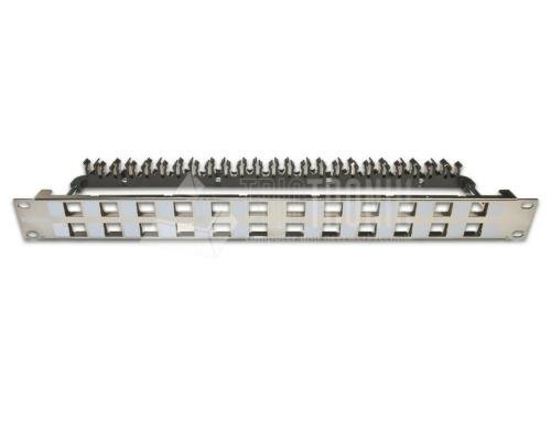 24-Port 1HE Patchpanel, geschirmt Nickel, Leerpanel für Keystone Modul 19