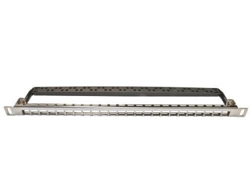 24-Port 0.5 HE Patchpanel, geschirmt Nickel, Leerpanel für Keystone Modul 19