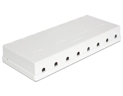 Delock Keystone Leergehäuse: 8 Port reinweiss, für Keystone Modul
